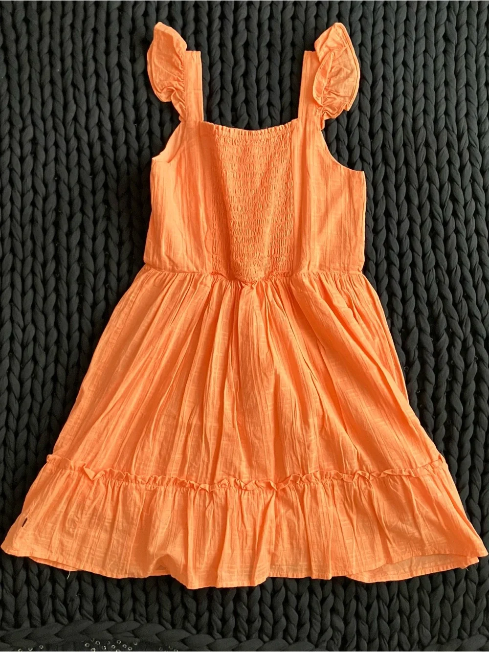 Kids Peachy Orange Ruffle Strap Sundress
